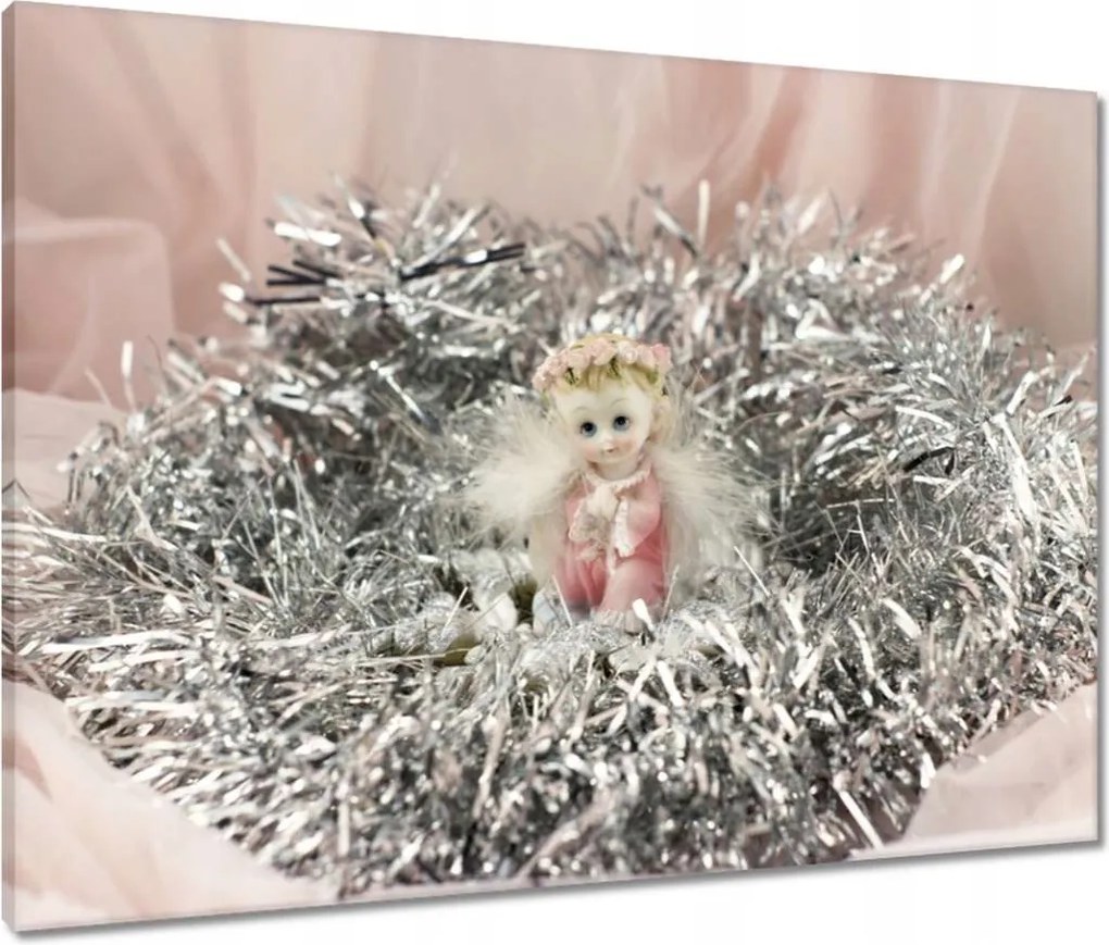 Vászonkép 80x60 Angyalka ezüst szénában