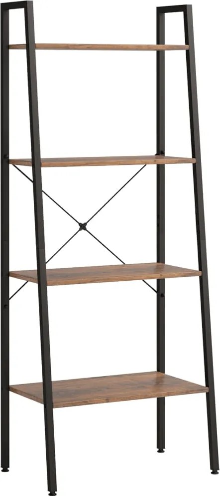 vidaXL 4 szintes sötétbarna és fekete állópolc 56 x 35 x 140 cm