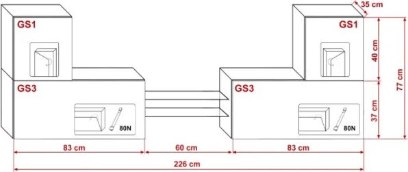 Prince Concept 96 nappali bútor szett sonoma tölgy (226 cm)