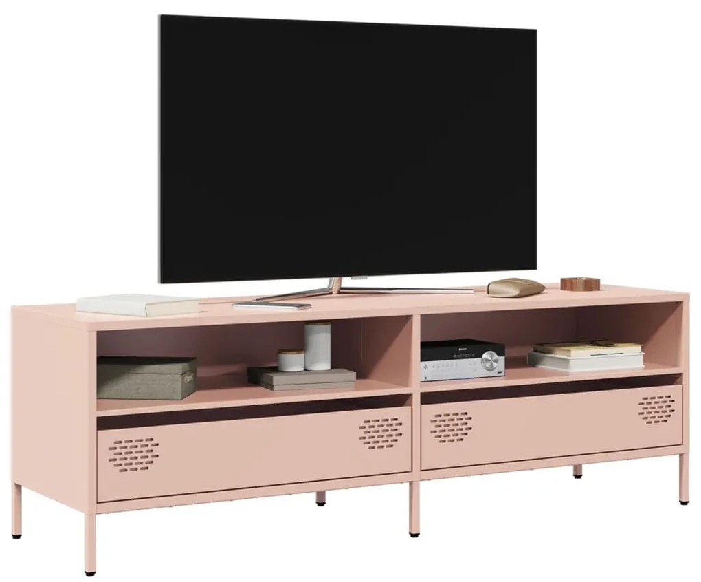 rózsaszín hidegen hengerelt acél TV-szekrény 135x39x43,5 cm
