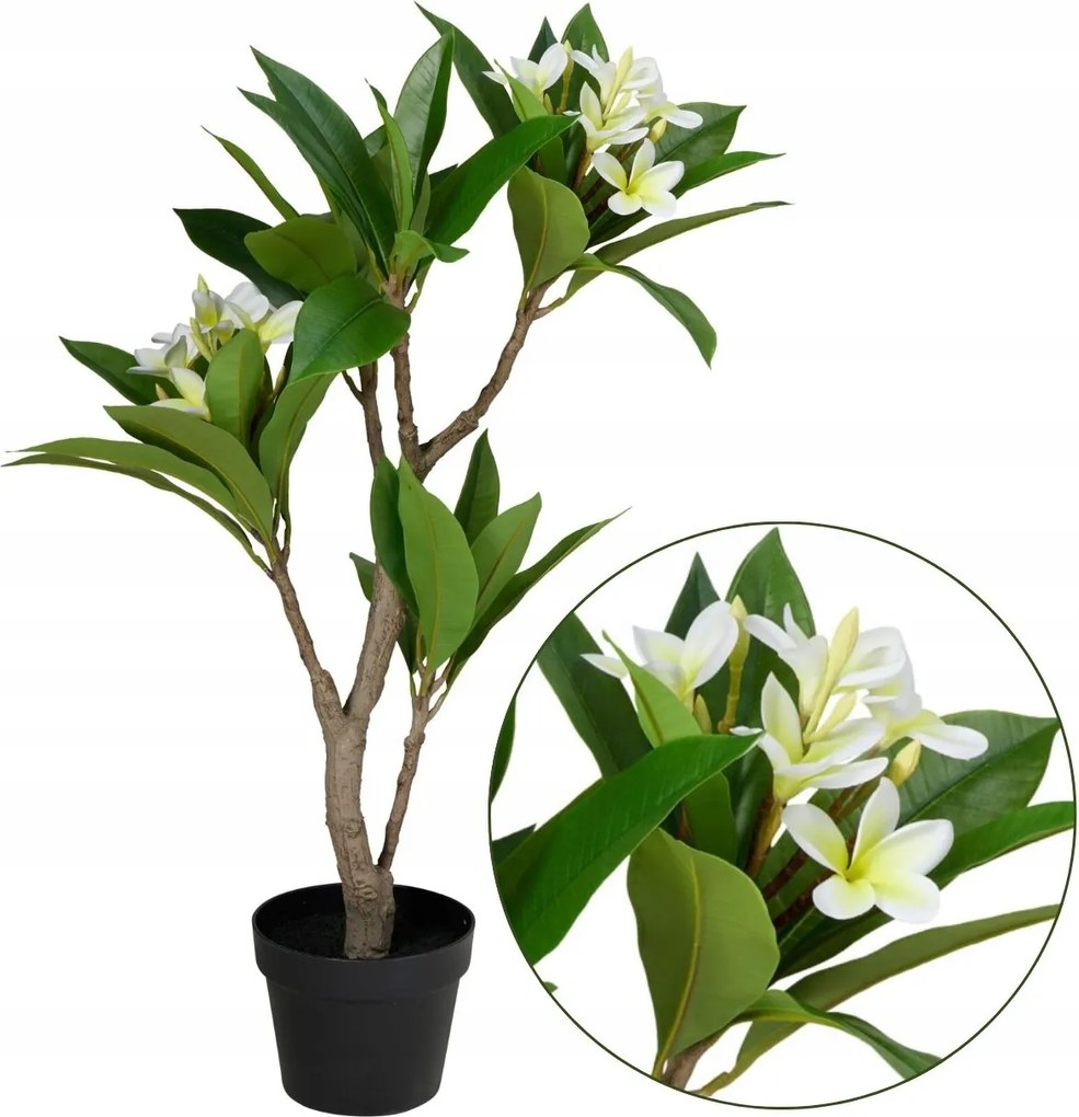Műfa növény Frangipani Virág 90 cm Cserépben Dekoráció