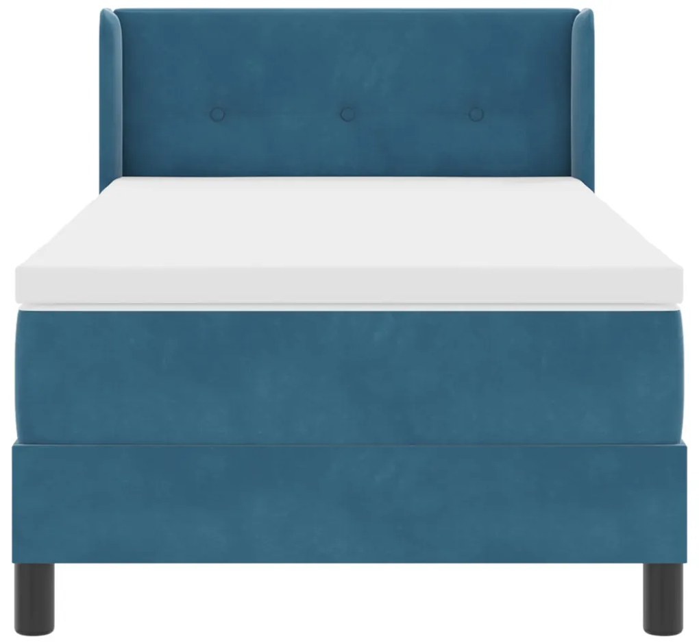 Boxspring Ágy Matracal Sötét Kék 90x190 cm Bársony