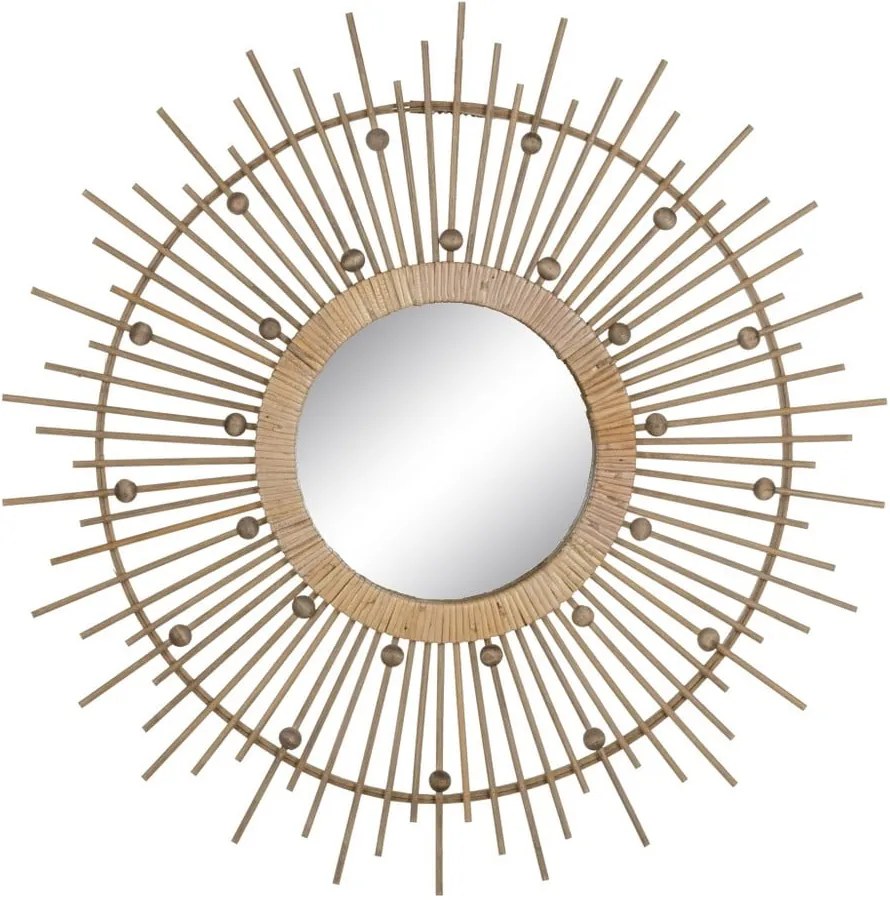 Fali tükör bambusz kerettel ø 70 cm Sol – Ixia