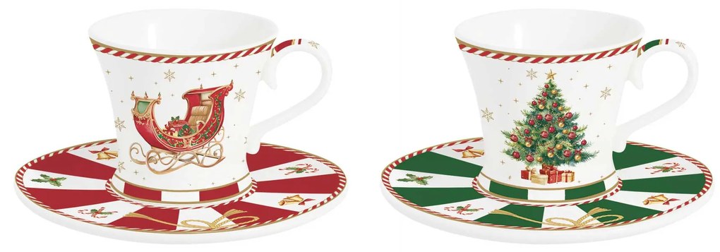 Karácsonyi porcelán eszpresszó kávés csésze aljjal 2 személyes díszdobozban Christmas Tale