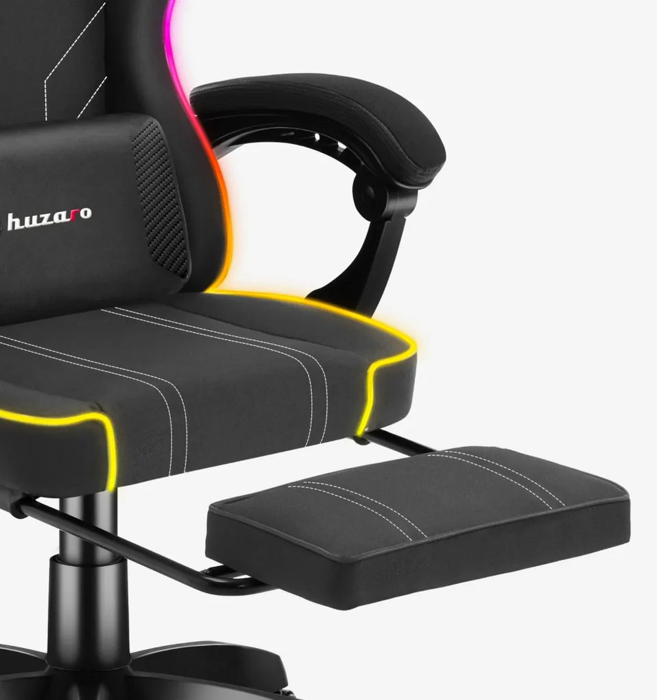 Gamer szék Space RGB lábtartóval fekete