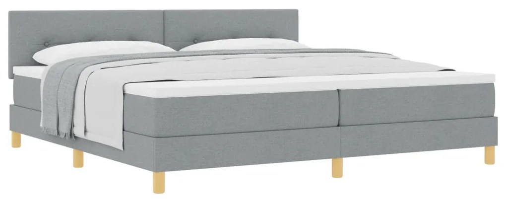 Box Spring Ágy Matraccal Világosszürke 200x200 cm Szövet