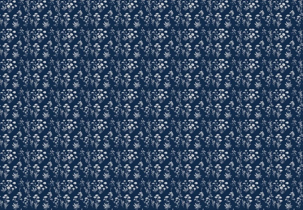 Fotótapéta - Virágminta kék háttéren (147x102 cm)