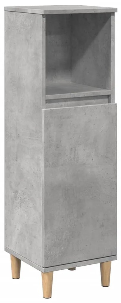 Betonszürke szerelt fa fürdőszobaszekrény 30 x 30 x 100 cm