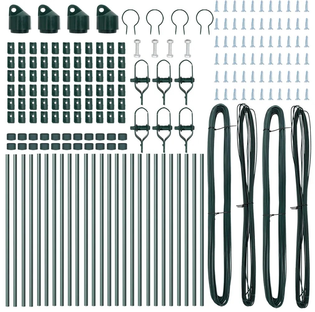 Kerítési Oszlopok 26 db Zöld Ø32 mm 100 cm Galvanizált Acél