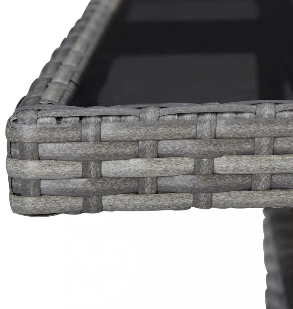 3 részes szürke polyrattan és üveg kerti étkezőgarnitúra