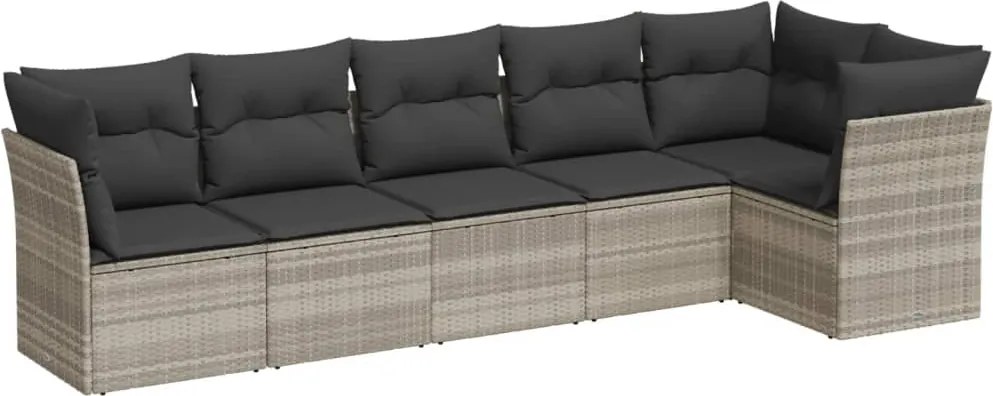 vidaXL 6 részes világosszürke polyrattan kerti ülőgarnitúra párnákkal