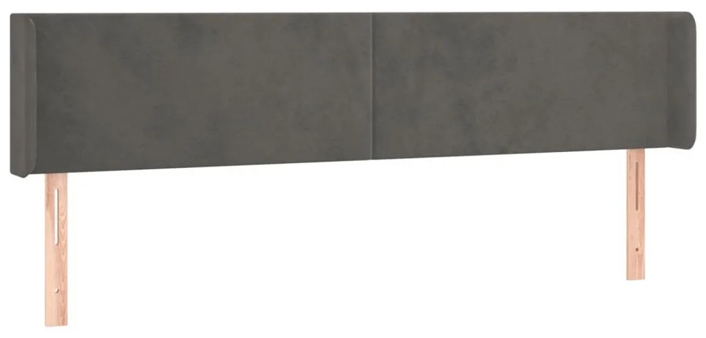 sötétszürke bársony szárnyas fejtámla 183x16x78/88 cm
