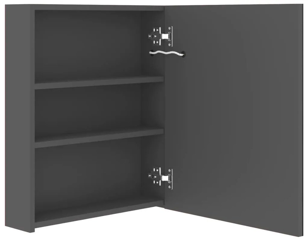 szürke LED-es tükrös fürdőszobaszekrény 50 x 14 x 60 cm