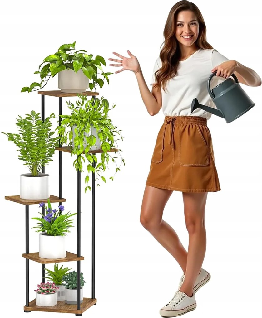 Virágágyás Fém Virágtartó Állvány 5 Polc Magas Craft