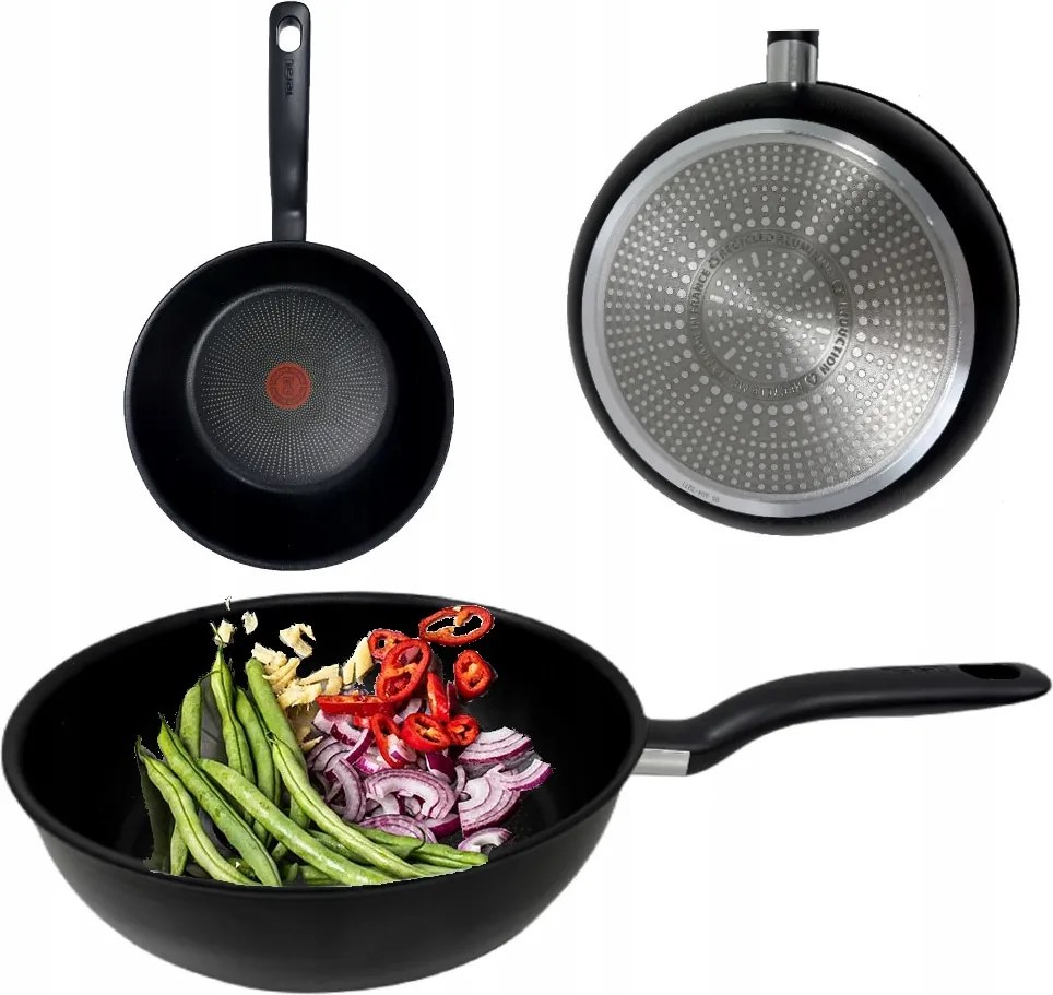 Tefal Wok Mély Sütőserpenyő 26 CM Indukciós 2x Titanium Non-stick