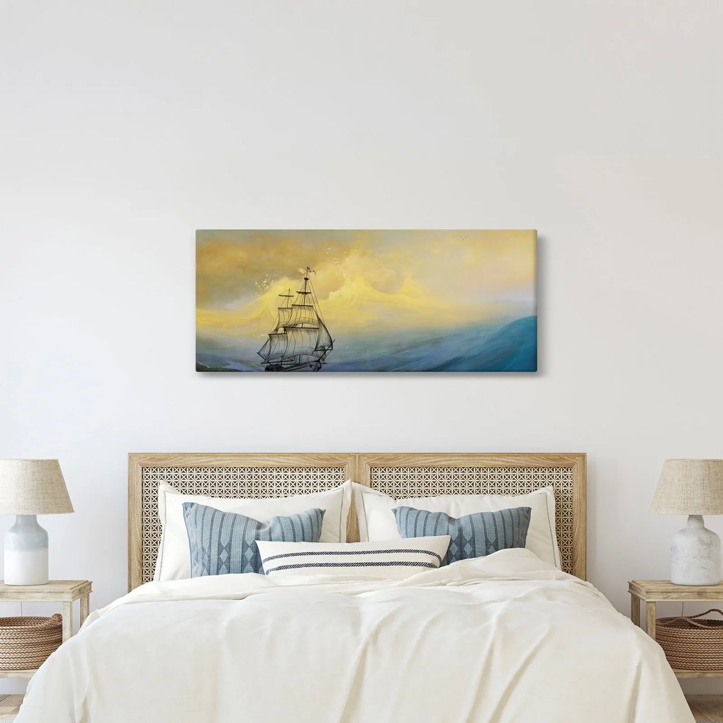 Kép - Egy hajó festménye a tengeren (120x50 cm)