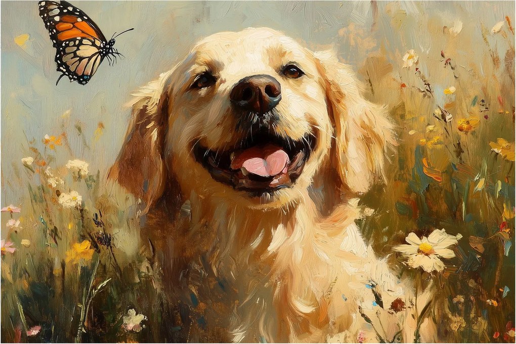 Kép - Boldog kutyus (90x60 cm)