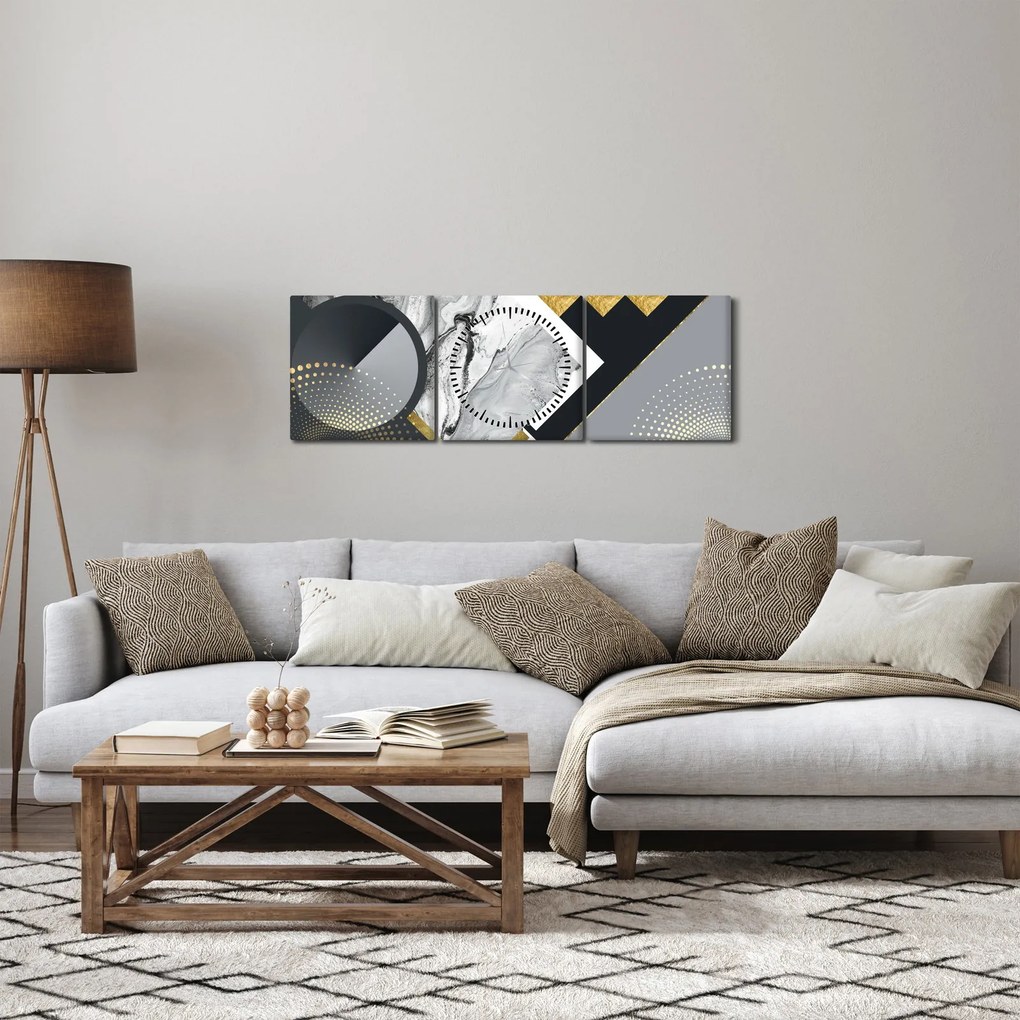 Kép - Texturális kollázs (órával) (90x30 cm)