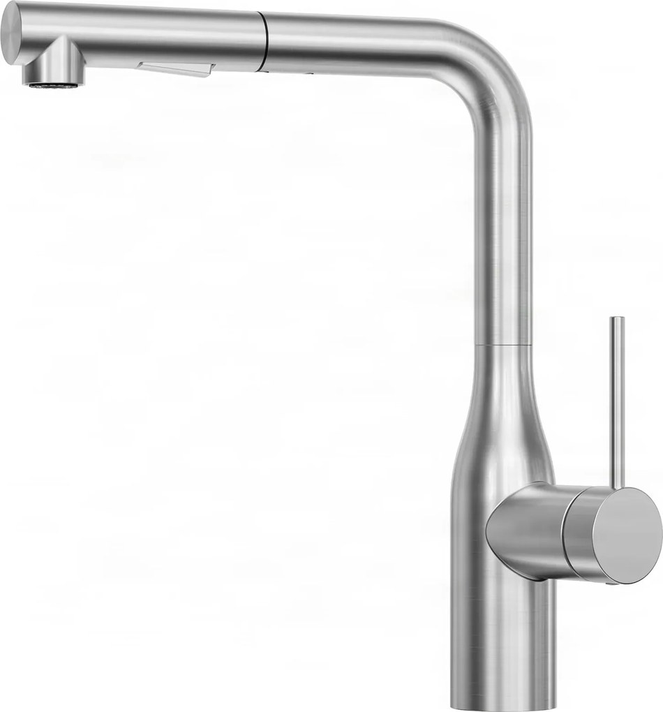 Konyhai csaptelep ELITE EDITION KF1699 kihúzható, két vízsugaras zuhanyfejjel, többféle színváltozatban — Szálcsiszolt króm