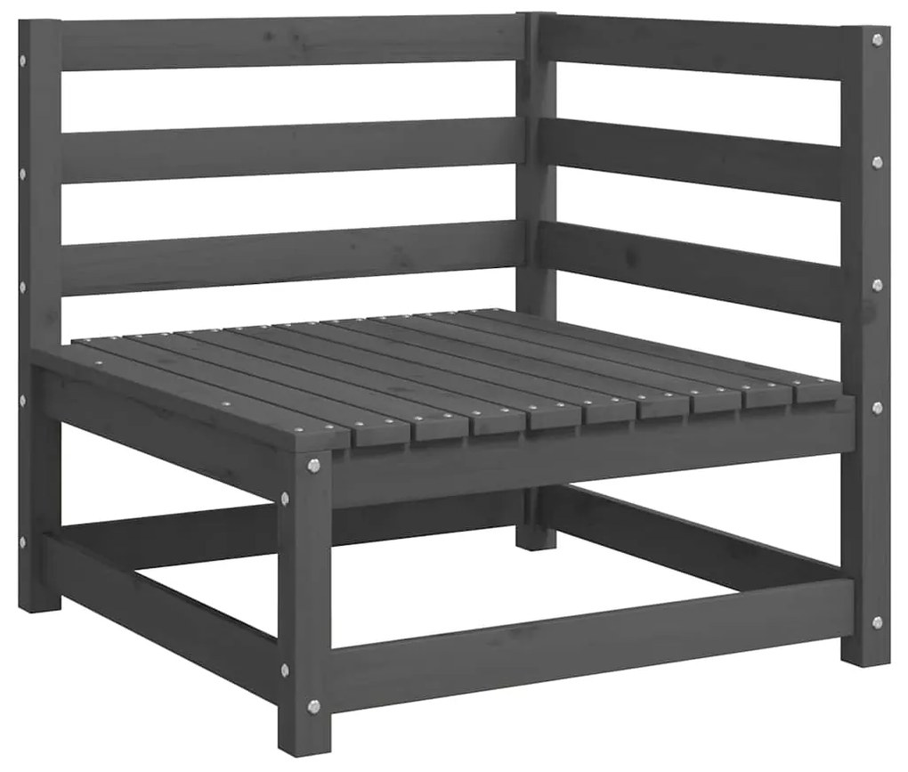 vidaXL kétszemélyes szürke tömör fenyőfa kerti kanapé párnákkal