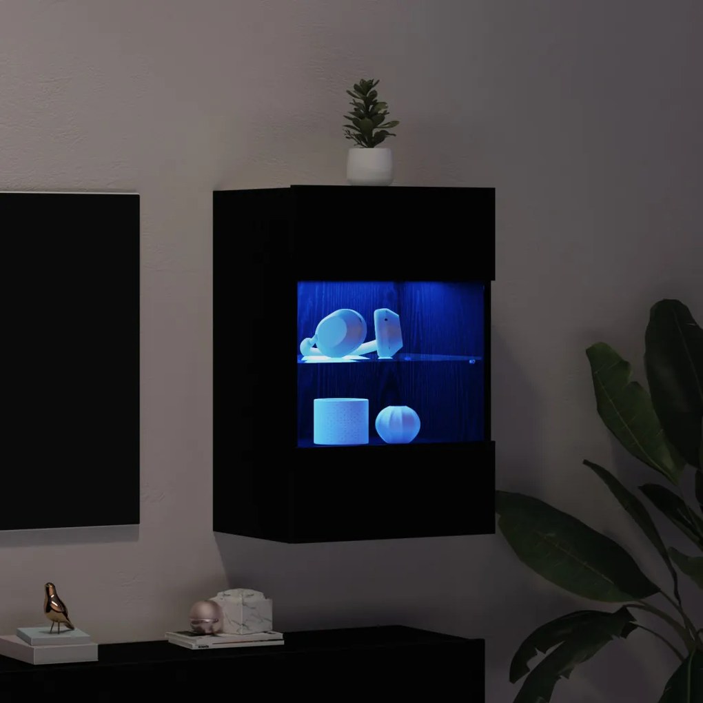 LED TV Szekrény Fekete Tölgy 40x30x60,5cm Szerelt Fa