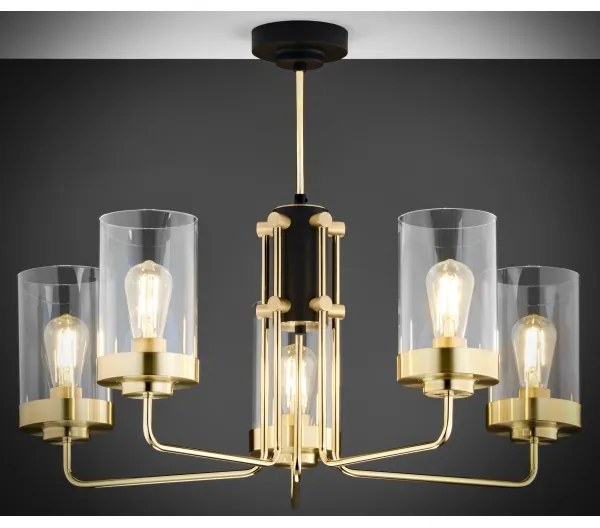 Jupiter 2088 - Rúdos csillár RAMIREZ 5xE27/15W/230V arany/fekete