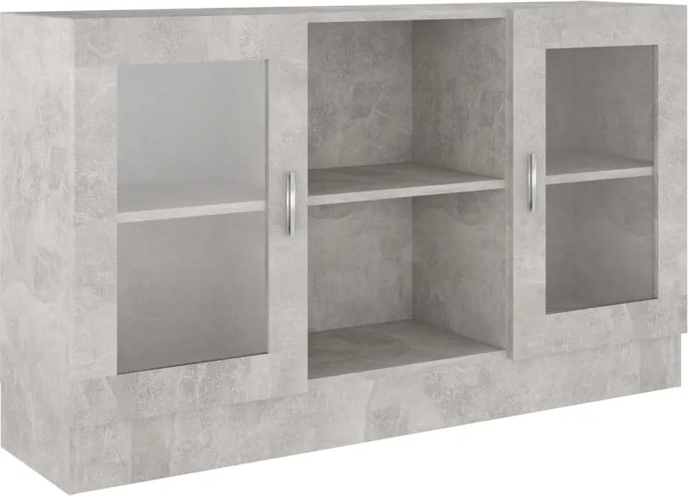 vidaXL betonszürke szerelt fa vitrinszekrény 120 x 30,5 x 70 cm