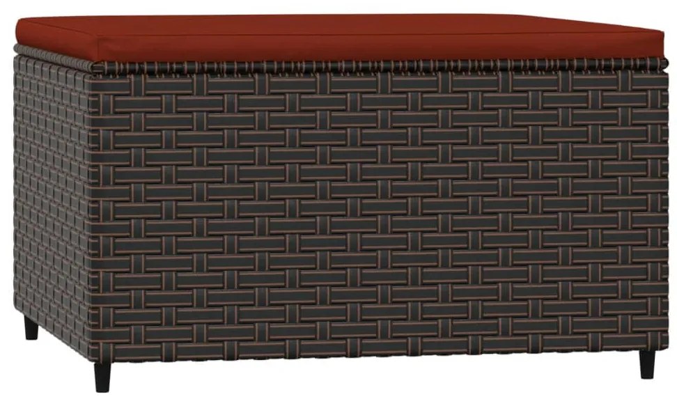 Barna polyrattan kerti lábtartó párnával