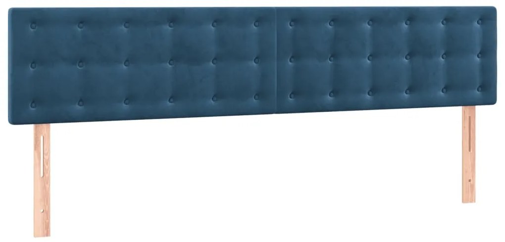 sötétkék bársony LED-es fejtámla 200x5x78/88 cm