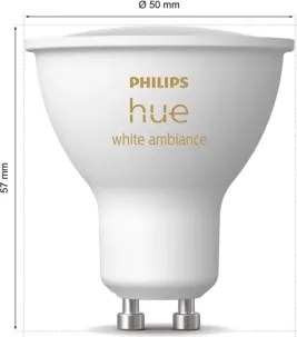 4 darabos Philips Hue WHITE AMB. dimmelhető LED GU10 izzó, 4,2 W, 230 V, 2200–6500 K
