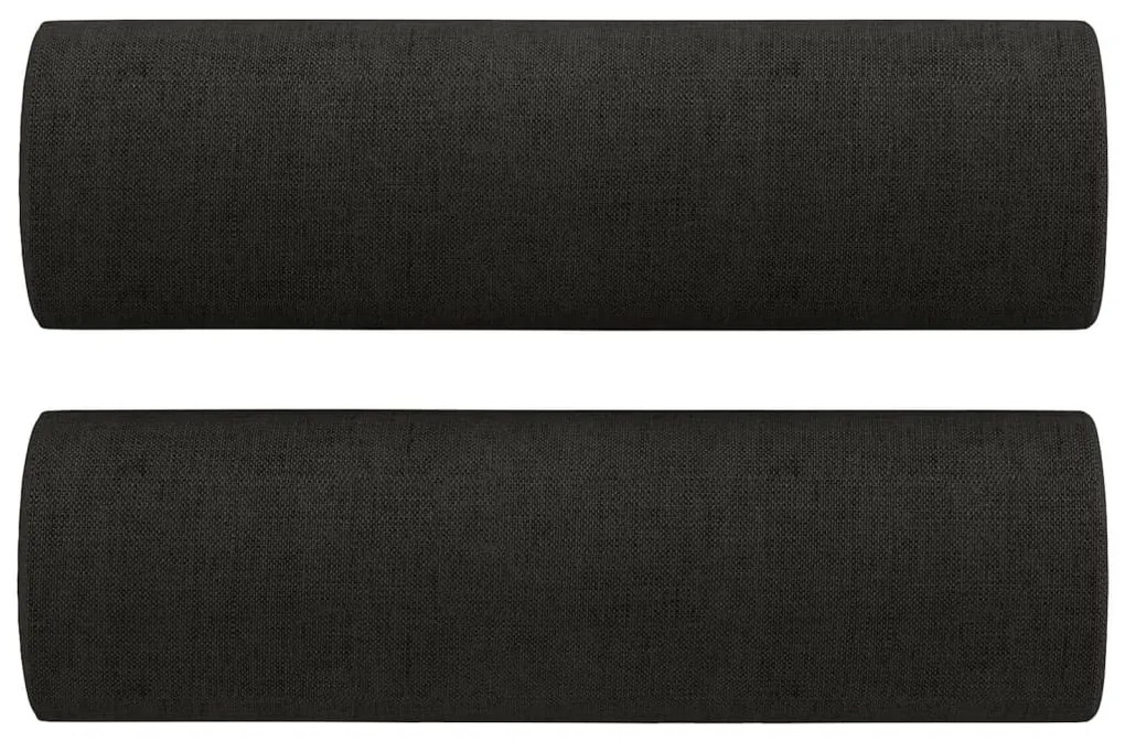 2 személyes fekete szövet kanapé díszpárnákkal 140 cm