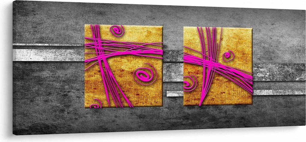 Fekete alapon színes négyzetek képe (120x50 cm)