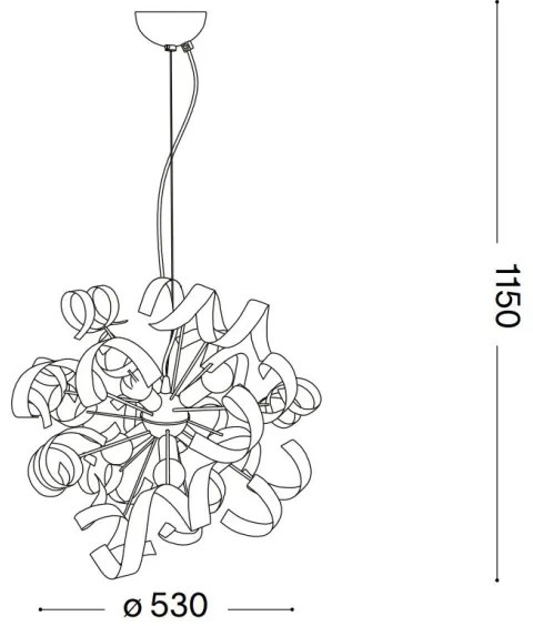 Ideal Lux - Csillár zsinóron VORTEX 6xE14/40W/230V átm. 53 cm ezüst/patinás