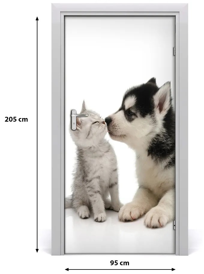 Poszter tapéta ajtóra Kutya és macska 75x205 cm