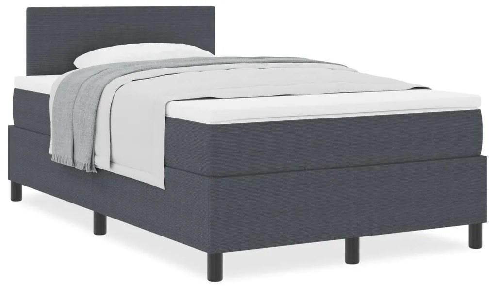 Box Spring Ágy Matracokkal Sötétszürke 120x200 cm Kordbársony Szövet