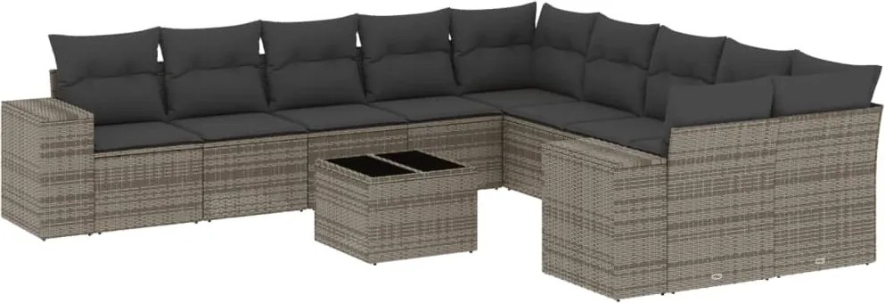 vidaXL 11 részes szürke polyrattan kerti ülőgarnitúra párnákkal