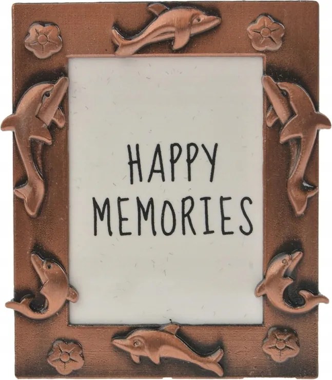 Fém képkeret delfinekkel 2,5x3,5 réz