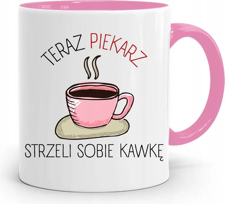 Rózsaszín Bögre Péknek A Pék Lő Egy Kávét fényképes nyomtatással