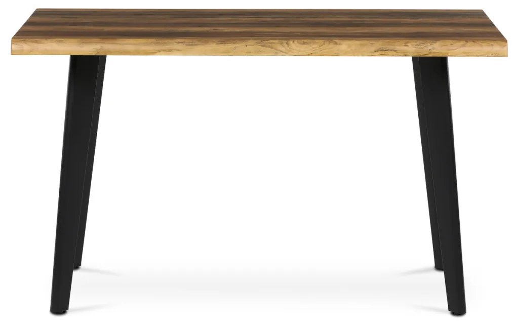 Masă de sufragerie, 130x80x75 cm, blat MDF, decor lemn vechi, picioare metalice