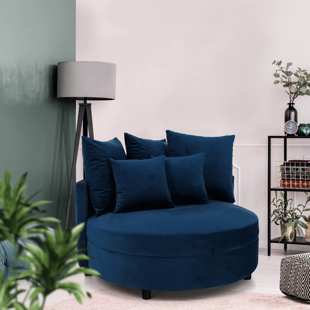 Kerek fotel, Velvet szövet kék, SALOTO