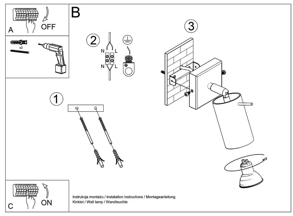 Krémszínű spotlámpa 8x16 cm Etna – Sollux