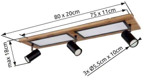 Globo 67306D1 - ULLA LED spotlámpa LED/24W/230V + 3xGU10/5W