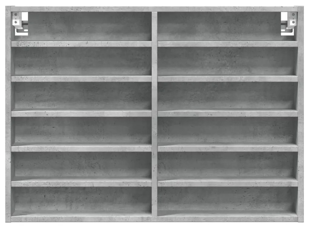 betonszürke szerelt fa vitrinszekrény 80 x 8,5 x 58 cm