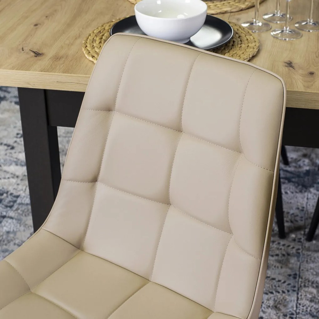 Bővíthető Étkezőasztal Riviera Tölgy/Fekete Színben. SKUBI 120-160 cm