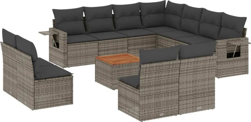 vidaXL 12 részes szürke polyrattan kerti ülőgarnitúra párnákkal