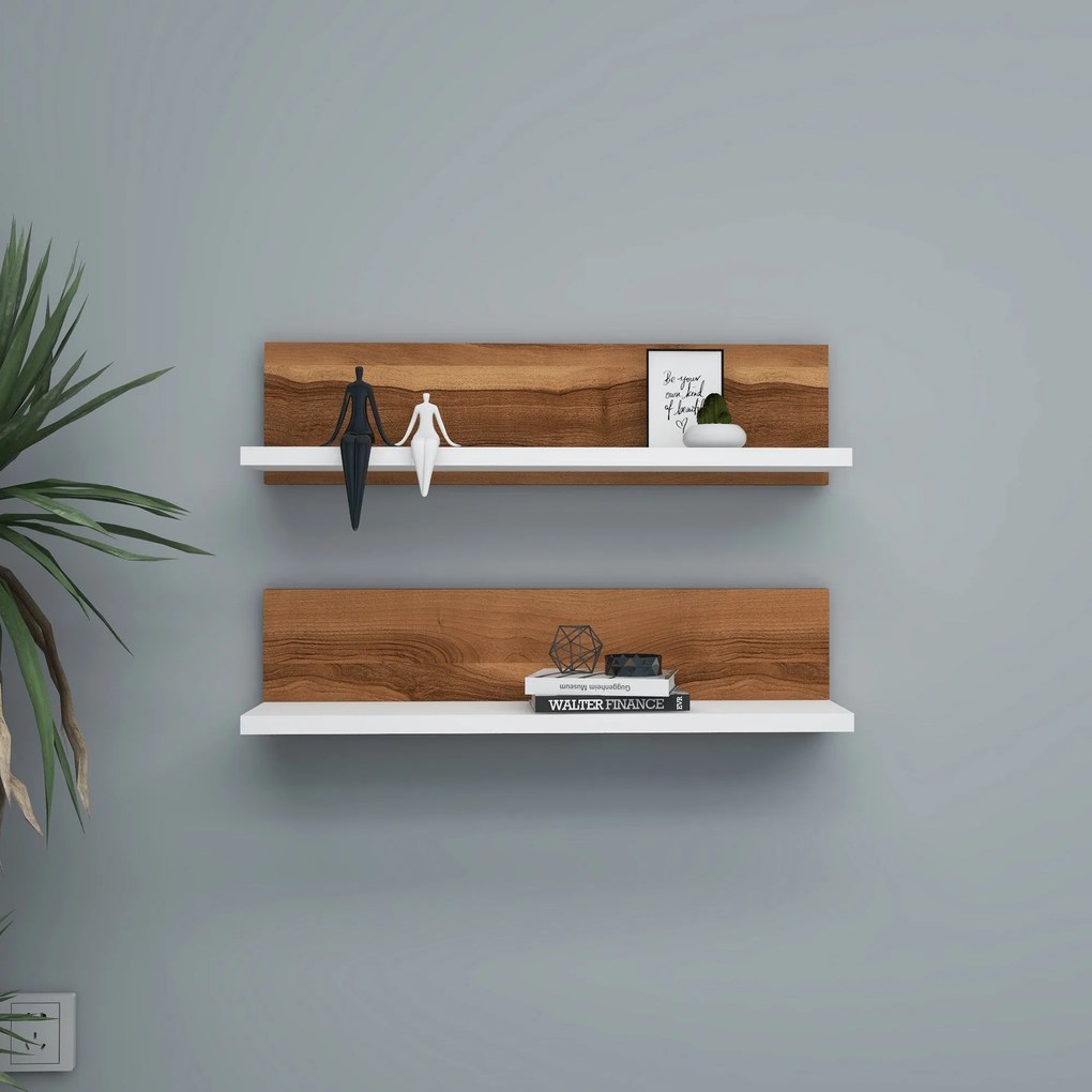 Fali polc Shelf - Diós, Fehér
