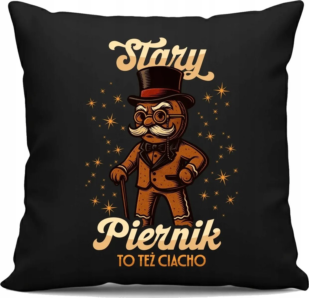 Régi mézeskalács is egy süti Fekete Karácsonyi Párna Ajándékba