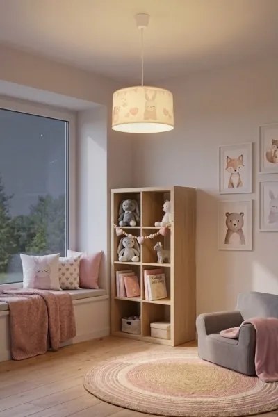 Brilagi - LED gyerekszoba függőlámpa zsinóron BOBO 1xE27/60W/230V Ø 35 cm fehér/nyuszik