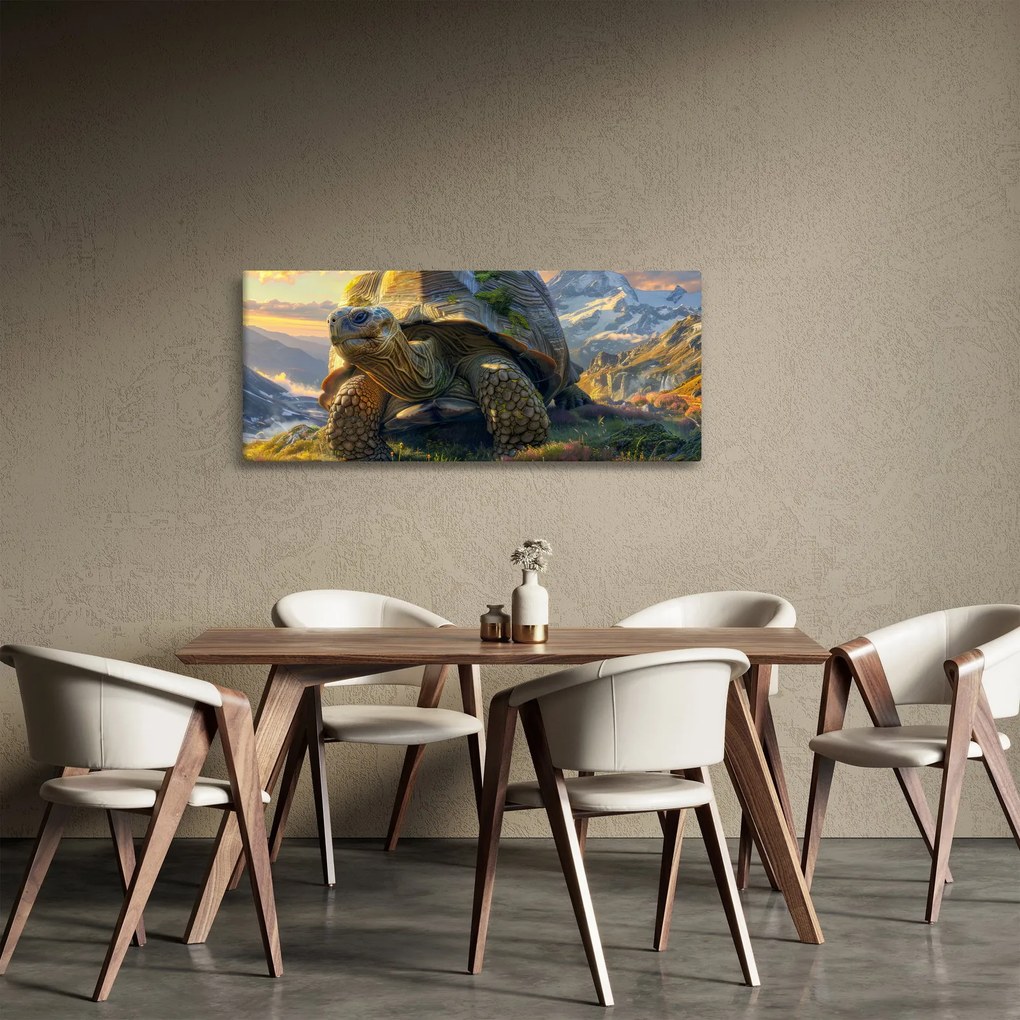 Kép - Teknős és hegyvidéki táj (120x50 cm)