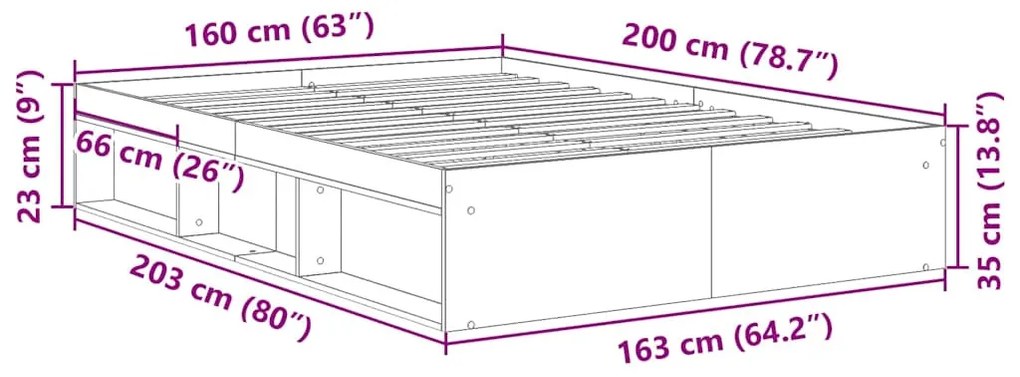 antik fa szerelt fa ágykeret matrac nélkül 160x200 cm